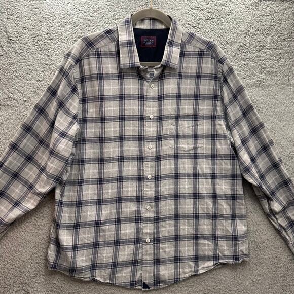 UNTUCKit Men's XL Gray White Plaid Button Up Long Sleeve Shirt Comfortable - Picture 5 of 9